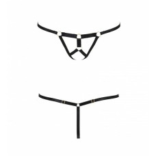 Трусики стрінги зі стреп Passion Exclusive ARMANDA THONG L/XL, black