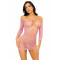 Платье-сетка с сердечками Leg Avenue Heart net mini dress Pink, завязки, открытые плечи, one size