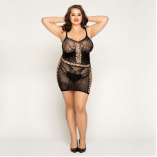 Сітчаста сукня з метеликами JSY «Сексапільна Емілі» Plus Size, Black, імітація шнурівки, мереживо