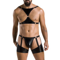 Комплект еротичної чоловічої білизни Passion 047 SET JOHN L/XL Black, труси, портупея