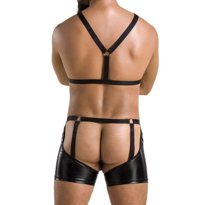 Комплект еротичної чоловічої білизни Passion 047 SET JOHN L/XL Black, труси, портупея