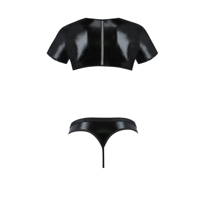 Комплект мужского белья под латекс Passion 057 SET PETER L/XL Black, кроп-топ, стринги