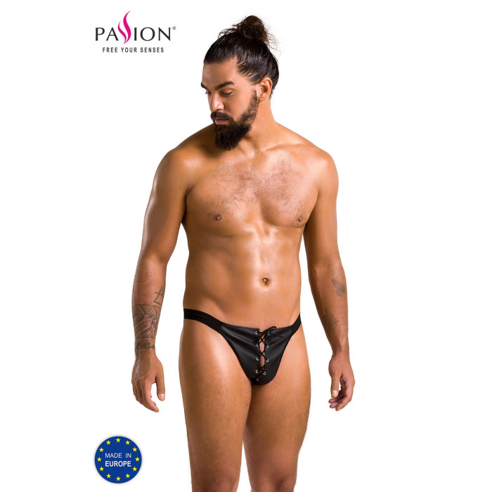 Мужские слипы на шнуровке Passion 044 SLIP BEN L/XL Black, экокожа, люверсы