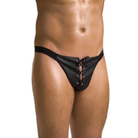 Чоловічі сліпи на шнурівці Passion 044 SLIP BEN L/XL Black, екошкіра, люверси