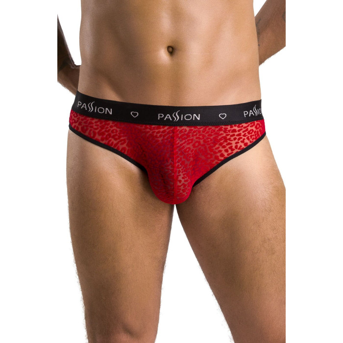Чоловічі напівпрозорі труси Passion 031 SLIP MIKE L/XL Red, під леопард