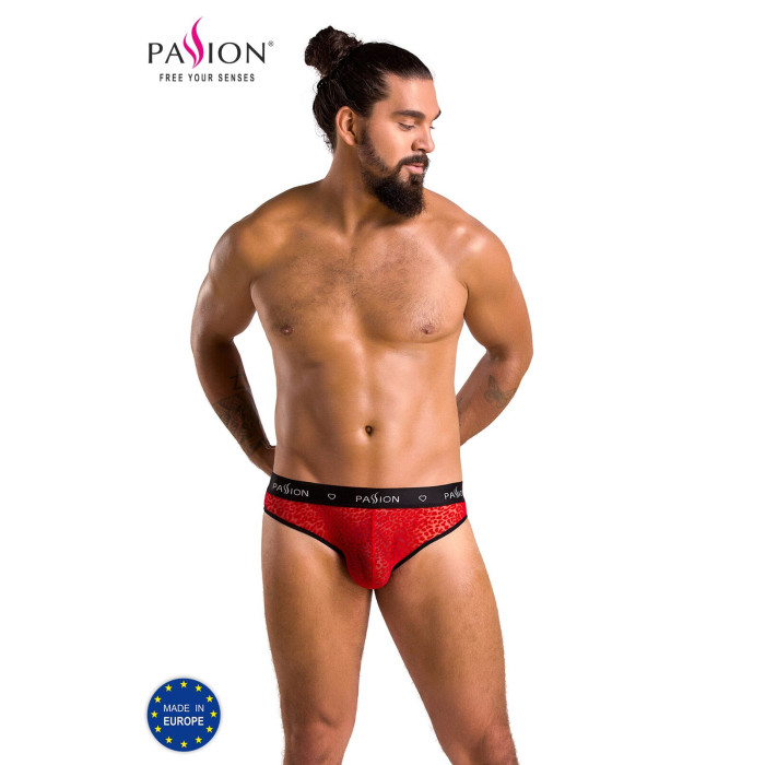 Чоловічі напівпрозорі труси Passion 031 SLIP MIKE L/XL Red, під леопард