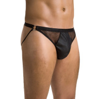 Мужские открытые слипы Passion 034 OPEN LUKE S/M Black, экокожа