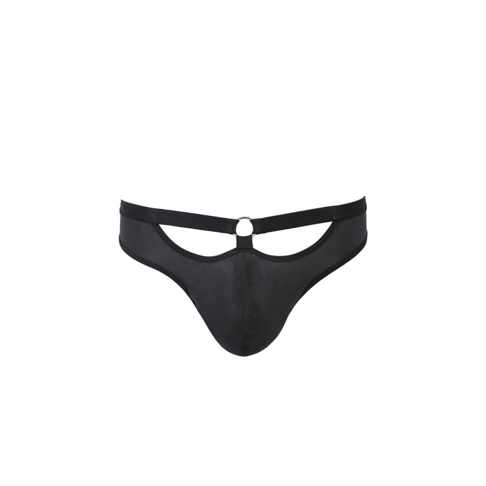 Мужские слипы с вырезами Passion 041 SLIP JOE XXL/XXXL Black, экокожа, открытые ягодицы