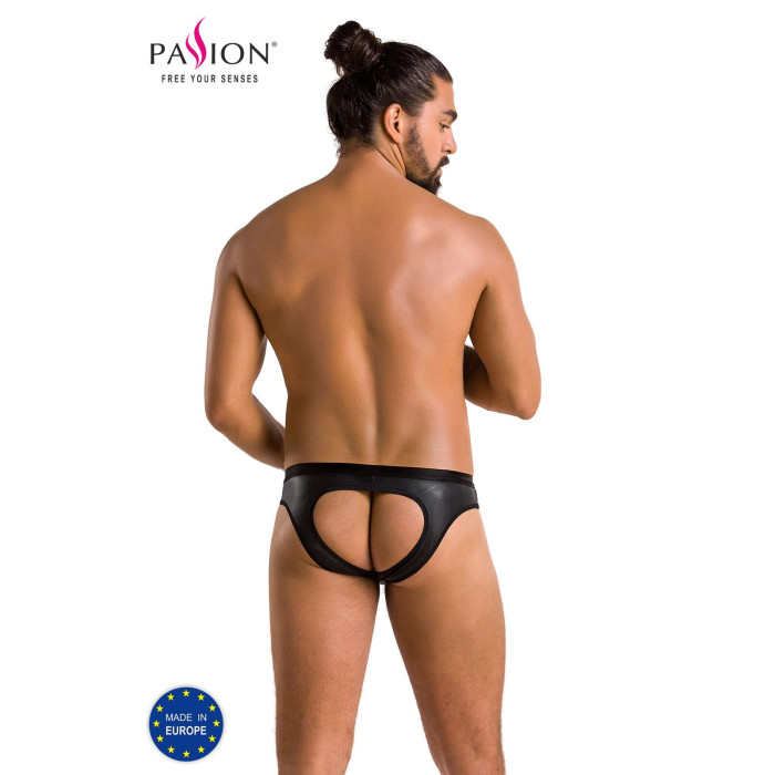 Мужские слипы с вырезами Passion 041 SLIP JOE XXL/XXXL Black, экокожа, открытые ягодицы