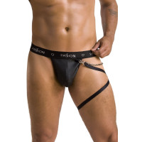Чоловічі трусики танга з підв’язкою Passion 058 THONG BILL S/M Black