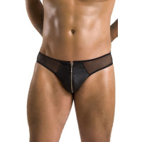 Мужские слипы на молнии Passion 042 SLIP TIMMY XXL/XXXL Black, экокожа, сетка
