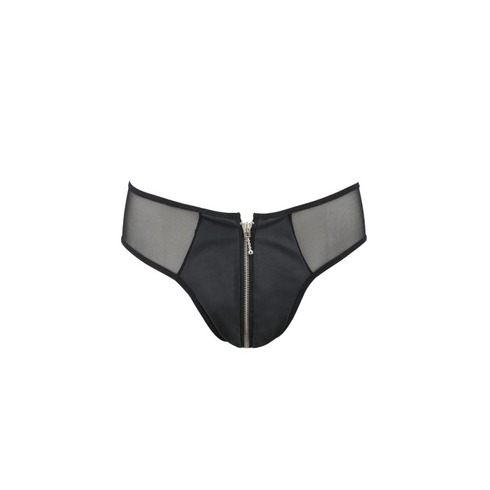 Чоловічі сліпи на блискавці Passion 042 SLIP TIMMY XXL/XXXL Black, екошкіра, сітка