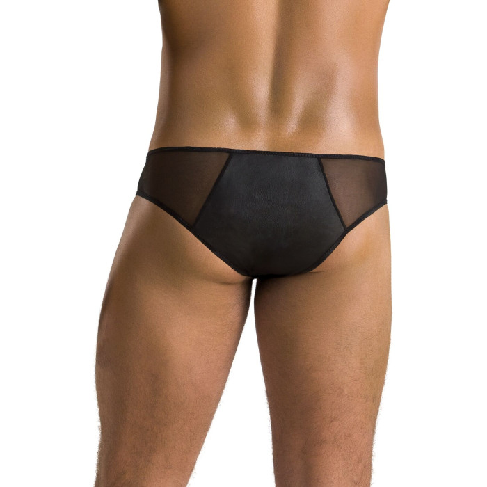 Чоловічі сліпи на блискавці Passion 042 SLIP TIMMY XXL/XXXL Black, екошкіра, сітка
