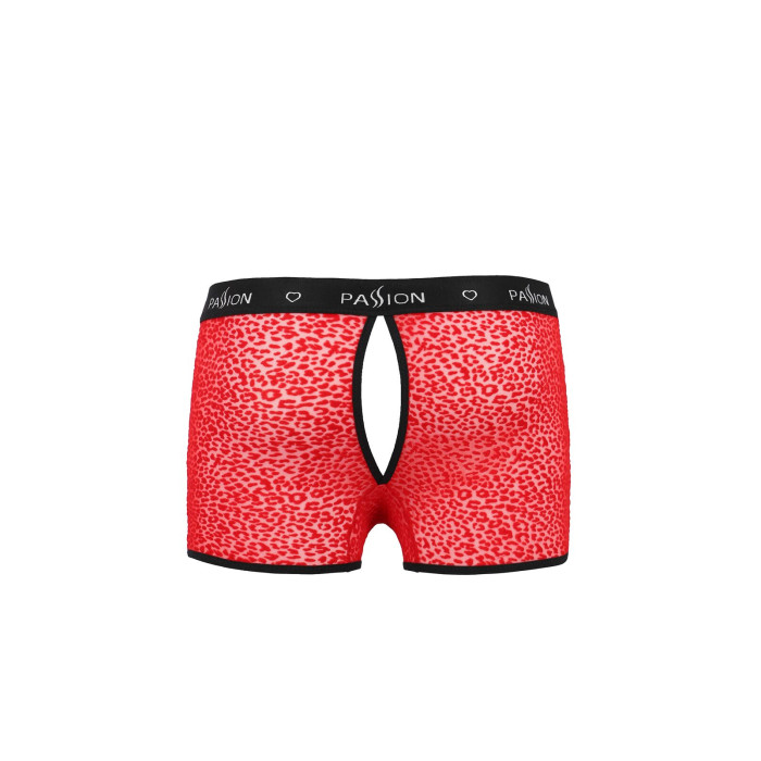 Чоловічі прозорі боксери Passion 046 SHORT PARKER L/XL Red, сітка, під леопард