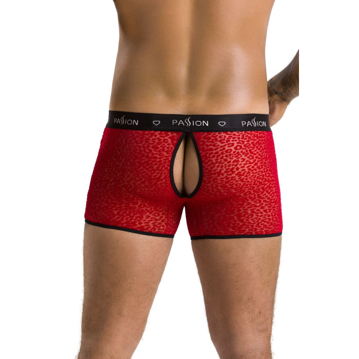 Чоловічі прозорі боксери Passion 046 SHORT PARKER L/XL Red, сітка, під леопард