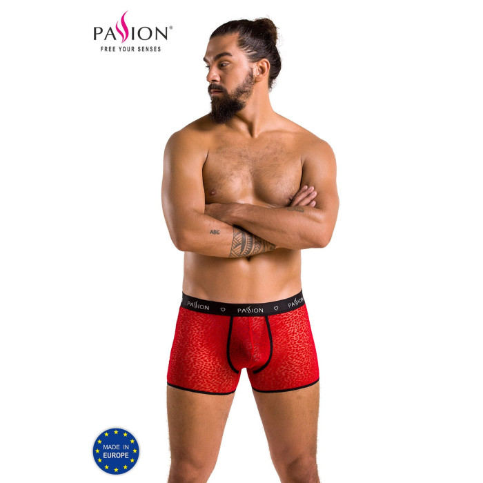 Чоловічі прозорі боксери Passion 046 SHORT PARKER L/XL Red, сітка, під леопард