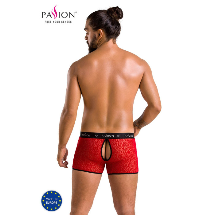 Чоловічі прозорі боксери Passion 046 SHORT PARKER L/XL Red, сітка, під леопард