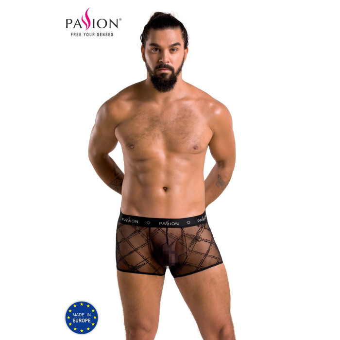 Мужские прозрачные боксеры Passion 032 SHORT JAMES XXL/XXXL Black, сетка
