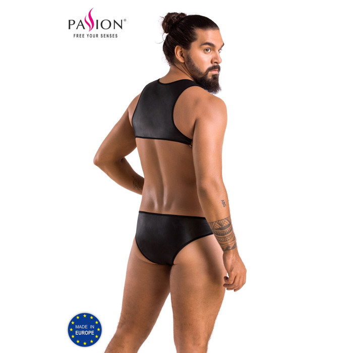 Мужское кожаное боди Passion 056 ADAM L/XL Black, заклепки