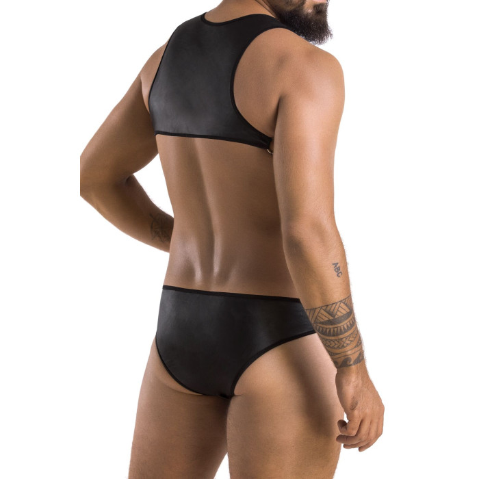 Мужское кожаное боди Passion 056 ADAM L/XL Black, заклепки