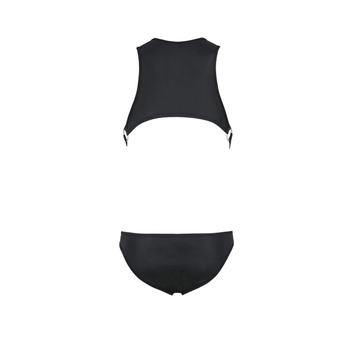 Мужское кожаное боди Passion 056 ADAM L/XL Black, заклепки