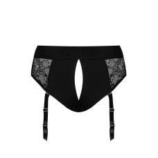 Кружевные трусы для страпона с подвязками для чулок Strap-On-Me DIVA HARNESS - M