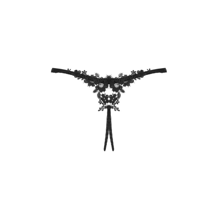 Прозрачные стринги с доступом Obsessive Celia Noir crotchless thong XS/S