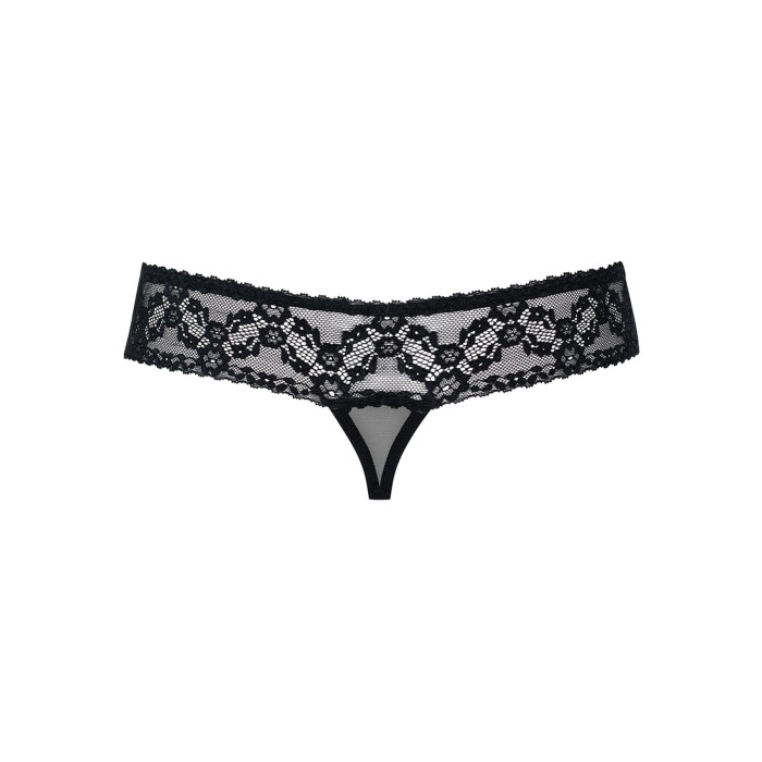 Кружевные танга с доступом Obsessive 837-THC-1 S/M, черные