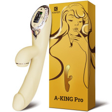 Вакуумный вибратор-кролик с подогревом KISSTOY A-King Pro Yellow, с LED-экраном
