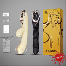 Вакуумный вибратор-кролик с подогревом KISSTOY A-King Pro Yellow, с LED-экраном