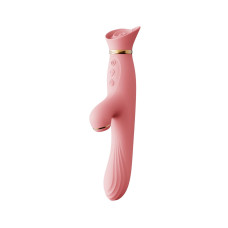 Вибратор с подогревом и вакуумной стимуляцией клитора Zalo - ROSE Vibrator Strawberry Pink