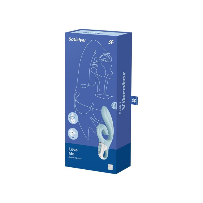 Вибратор-кролик Satisfyer Love Me Blue, гибкий, отросток с тройным кончиком