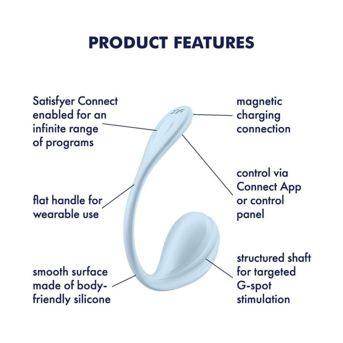 Віброяйце Satisfyer Smooth Petal Connect App Light Blue