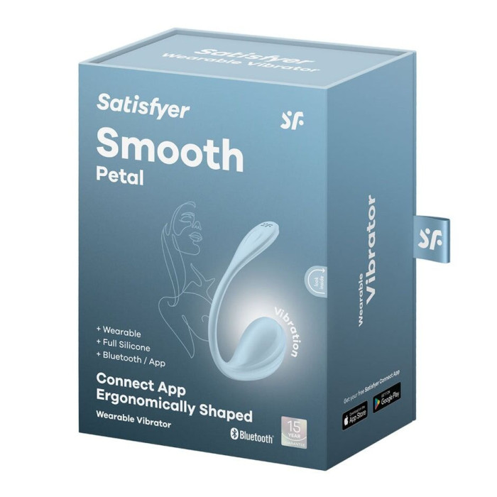 Віброяйце Satisfyer Smooth Petal Connect App Light Blue